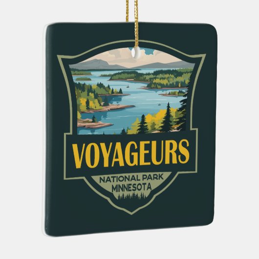 Voyageurs National Park Illustratie Retro Badge Keramisch Ornament (Rechts)