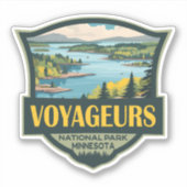 Voyageurs National Park Illustratie Retro Badge Sticker (Voorkant)