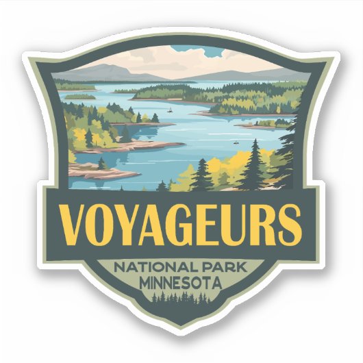 Voyageurs National Park Illustratie Retro Badge Sticker (Voorkant)