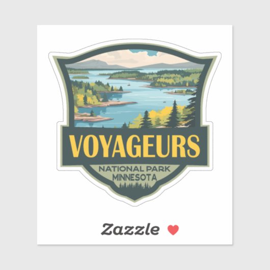 Voyageurs National Park Illustratie Retro Badge Sticker (Vel)