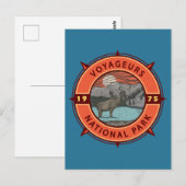 Voyageurs National Park Moose Retro Compass Emblee Briefkaart (Voorkant / Achterkant)