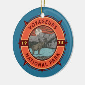 Voyageurs National Park Moose Retro Compass Emblee Keramisch Ornament (Links)