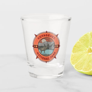 Voyageurs National Park Moose Retro Compass Emblee Shot Glas