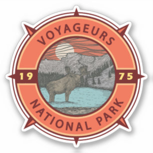 Voyageurs National Park Moose Retro Compass Emblee Sticker