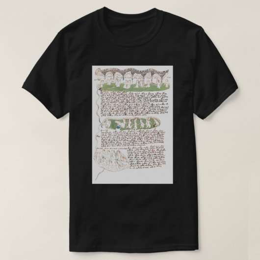 Voynich Manuscript Bathing Women Illustrations T-shirt (Design voorkant)