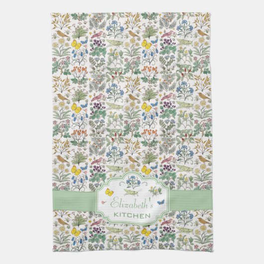 Voysey Apothecary Garden Custom Kitchen Tea Towel Theedoek (Verticaal)