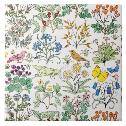 Voysey Apothecary's Garden Art Tile Trivet Tegeltje (Voorkant)