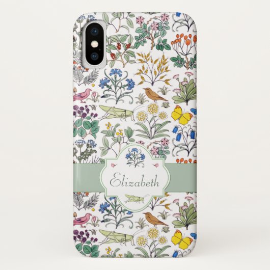 Voysey Apothecary's Garden Pattern Personalized Case-Mate iPhone Case (Achterkant)