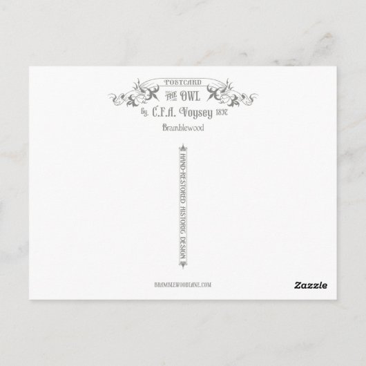 Voysey Art Nouveau Owl Nest Pattern Briefkaart (Achterkant)