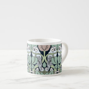 Voysey Art Nouveau Owl Nest Pattern Espresso Mokke Kop