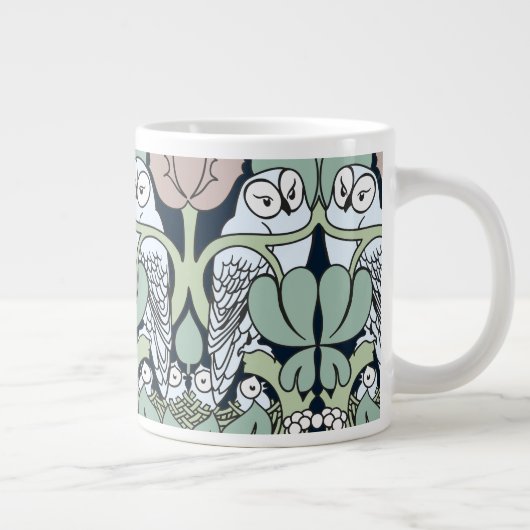 Voysey Art Nouveau Owl Nest Pattern Jumbo Mok (Rechts)