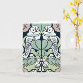 Voysey Art Nouveau Uil Nest Patroon Notitiekaarten (Gele Bloem)