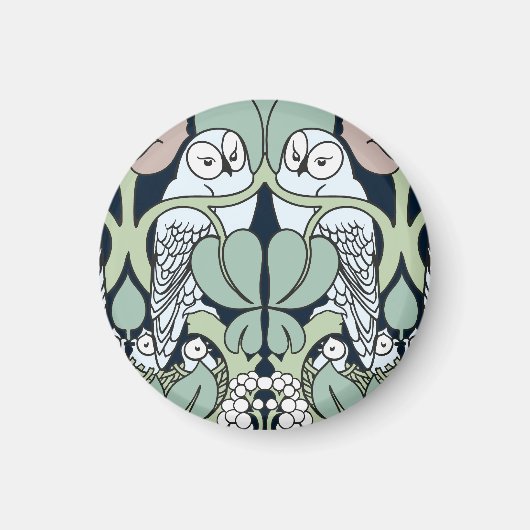 Voysey Art Nouveau Uil Nest Pattern Magnet (Voorkant)