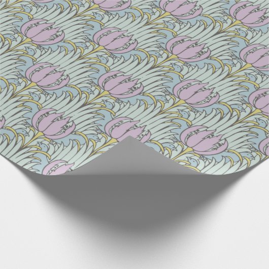 Voysey Bird en Tulip Pattern Arts and Crafts Cadeaupapier (Hoek)