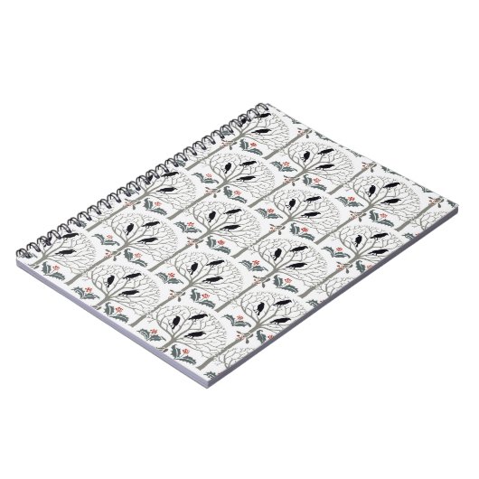 Voysey Rook en Holly Pattern KerstJournal Notitieboek (Linkerzijde)