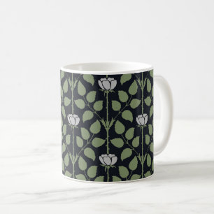 Voysey's Briar Roos, Silver op Black Coffee Mok
