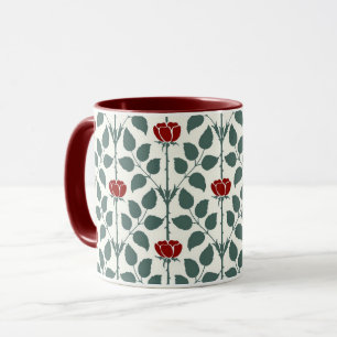 Voysey's Dark Red Briar Rose koffiemok Mok