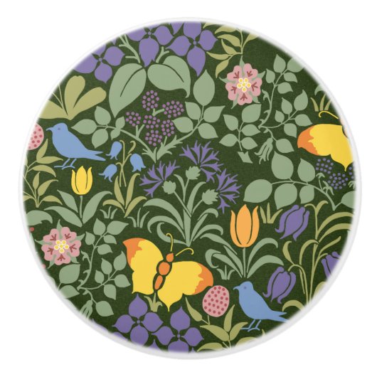 Voysey's wilde bloemen keramische knop (Voorkant)