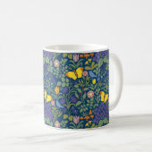Voysey's Wildflower, donkerblauwe koffie Mok (Voorkant rechts)