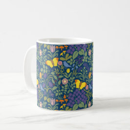 Voysey's Wildflower, donkerblauwe koffie Mok