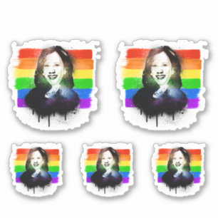 VP Kamala Harris LGBTQ Pride Flag Graffiti Sticker