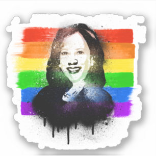 VP Kamala Harris LGBTQ Pride Flag Graffiti Sticker