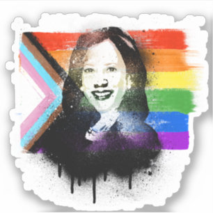 VP Kamala Harris LGBTQ Progress Pride Graffiti Sticker
