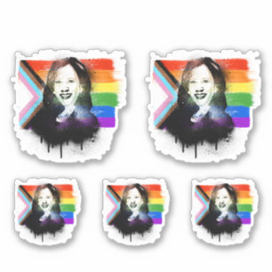 VP Kamala Harris LGBTQ Progress Pride Graffiti Sticker