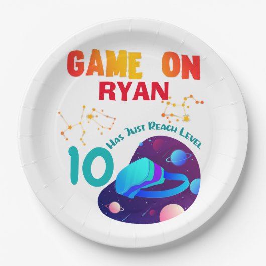 VR Birthday Boy Gamer Party Group Matching Papieren Bordje (Voorkant)