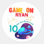 VR Birthday Boy Gamer Party Group Matching Ronde Sticker (Voorkant)