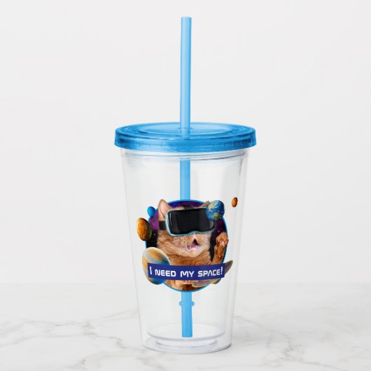 VR Cat in Space Acryl Drinkbeker (Voorkant)