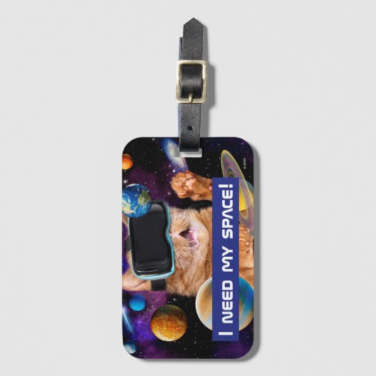 VR Cat in Space Bagagelabel (Voorkant (verticaal))