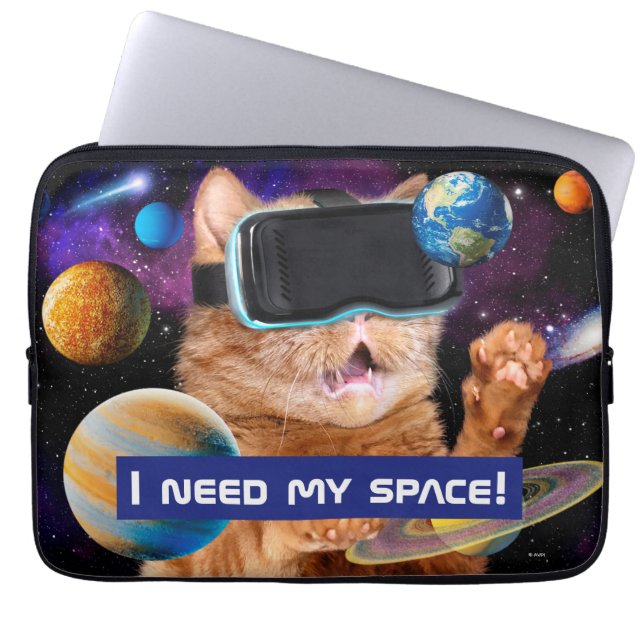 VR Cat in Space Laptop Sleeve (Voorkant)