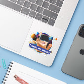 VR Cat in Space Sticker (Laptop met iPhone)
