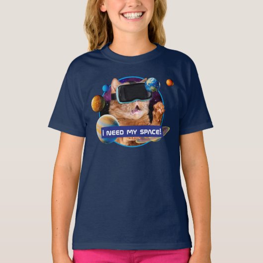 VR Cat in Space T-shirt (Voorkant)
