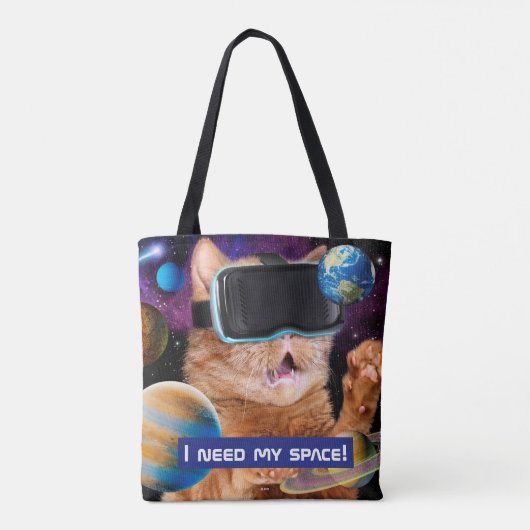 VR Cat in Space Tote Bag (Achterkant)