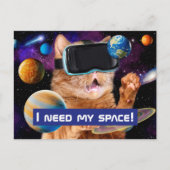 VR Cat in Space Uitnodiging Briefkaart (Voorkant)