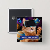 VR Cat in Space Vierkante Button 5,1 Cm (Voorkant /achterkant)