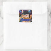 VR Cat in Space Vierkante Sticker (Tas)