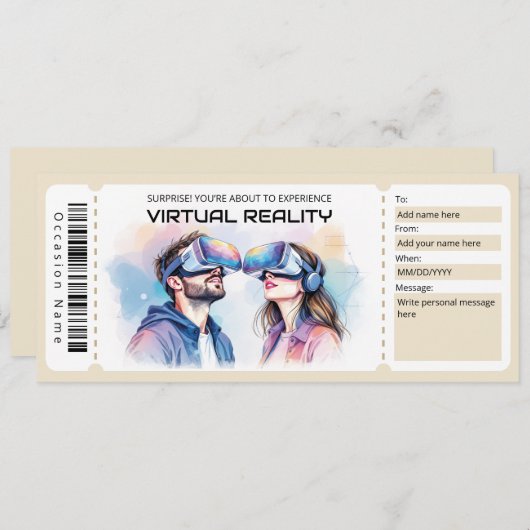 VR Experience Ticket Gift Certificate Kaart (Voorkant / Achterkant)