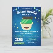 VR Game Virtual Reality Birthday Party nodigt uit Kaart (Staand voorkant)
