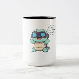 VR-gamende Schildpad "BRB In Een Andere Wereld" Ka Tweekleurige Koffiemok