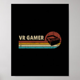 Vr-gamer vintage videogames voor jongens mannen gr poster