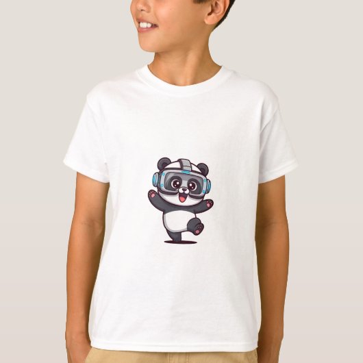 VR Gaming Panda Virtuele Realiteit Kinderen T-shirt (Voorkant)