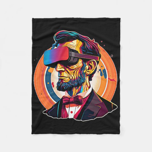 VR Headset Abraham Lincoln Videospel Virtual Real Fleece Deken (Voorkant)