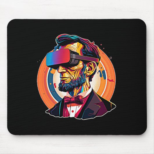 VR Headset Abraham Lincoln Videospel Virtual Real Muismat (Voorkant)