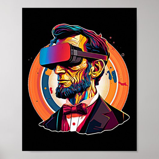 VR Headset Abraham Lincoln Videospel Virtual Real Poster (Voorkant)