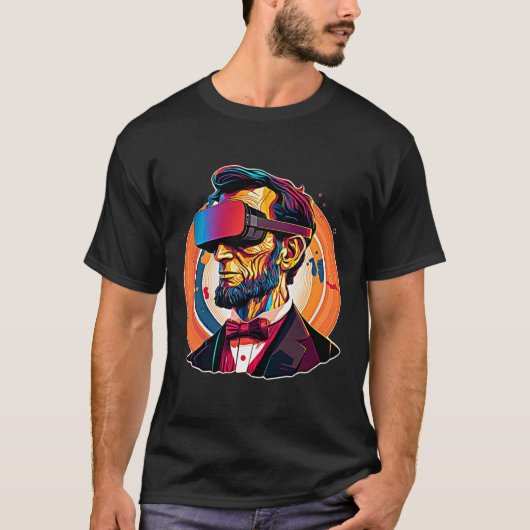 VR Headset Abraham Lincoln Videospel Virtual Real T-shirt (Voorkant)