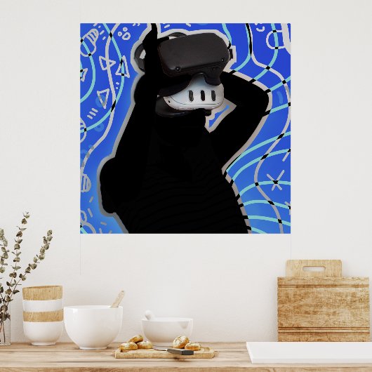 VR Headset Gaming Time Dynamische achtergrond Poster (Keuken)