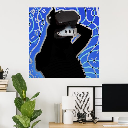 VR Headset Gaming Time Dynamische achtergrond Poster (Thuiskantoor)